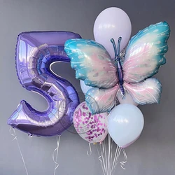 10pcs New Products Gradual Pink Butterfly Foil Balloon 40inch Purple Cream Digital Balloon Baby Shower Birthday Party Decoration