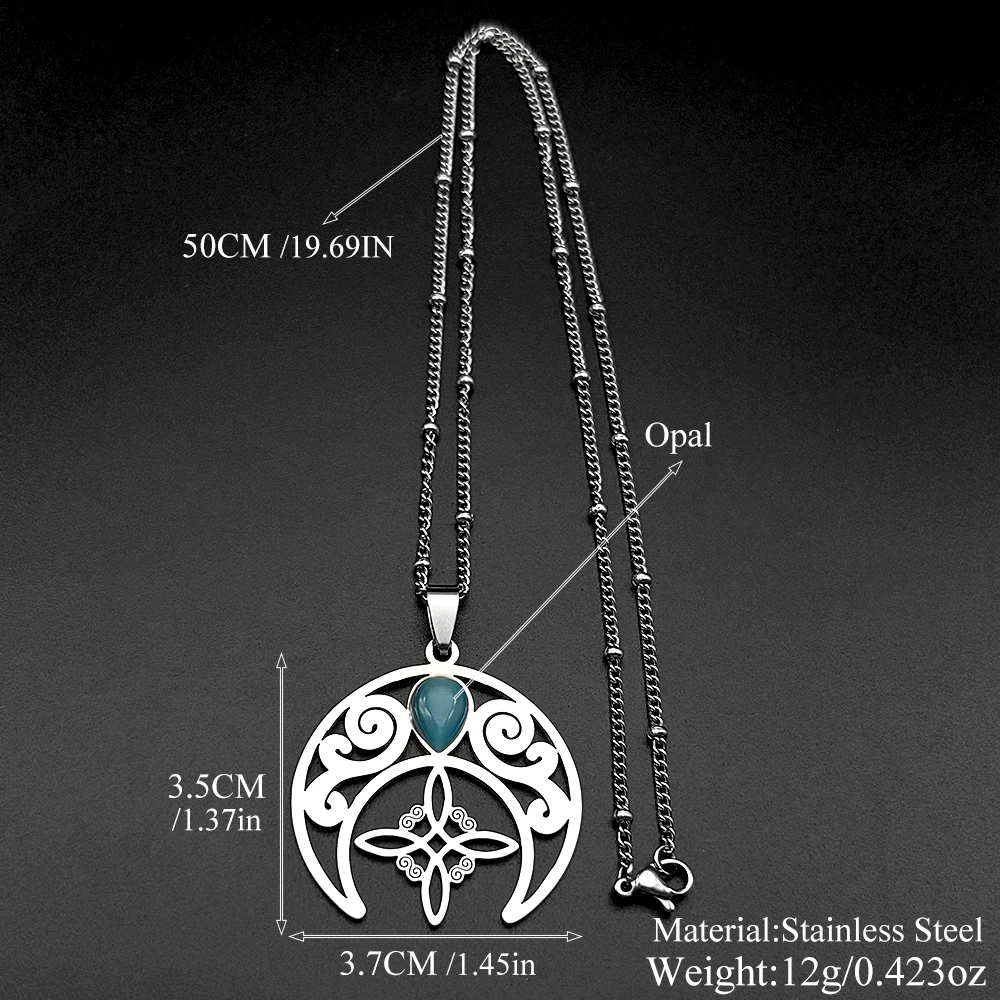 Edelstahl Hohl Crescent Moon Hexe Knoten Keltische Anhänger Halskette für Frauen Männer Gold Farbe Amulett Kette Halsketten Schmuck – Detail 3