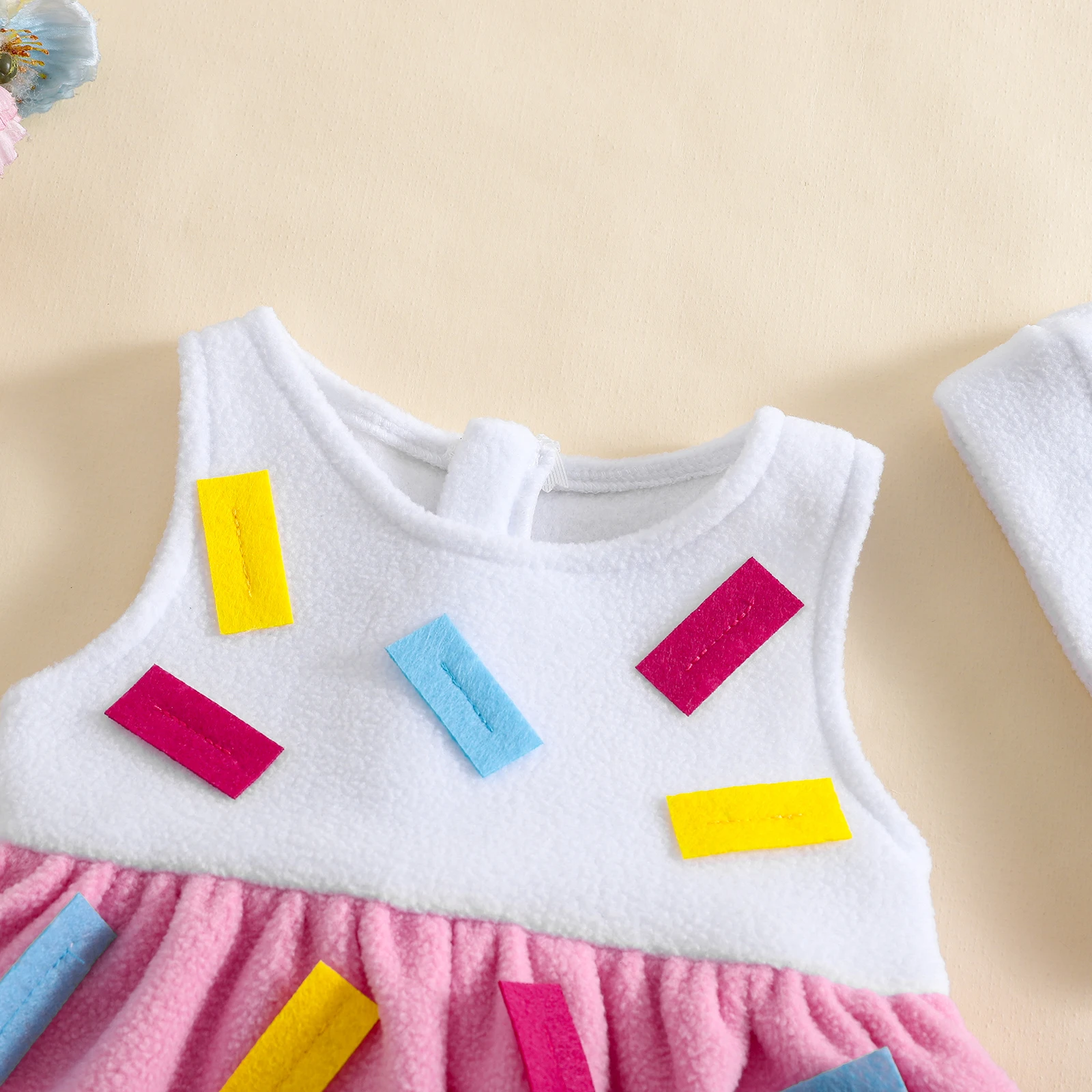 Toddler Baby Ice Cream Costume Dress and Cap 2 Pcs Set Cute Cupcake Costume for Halloween Party