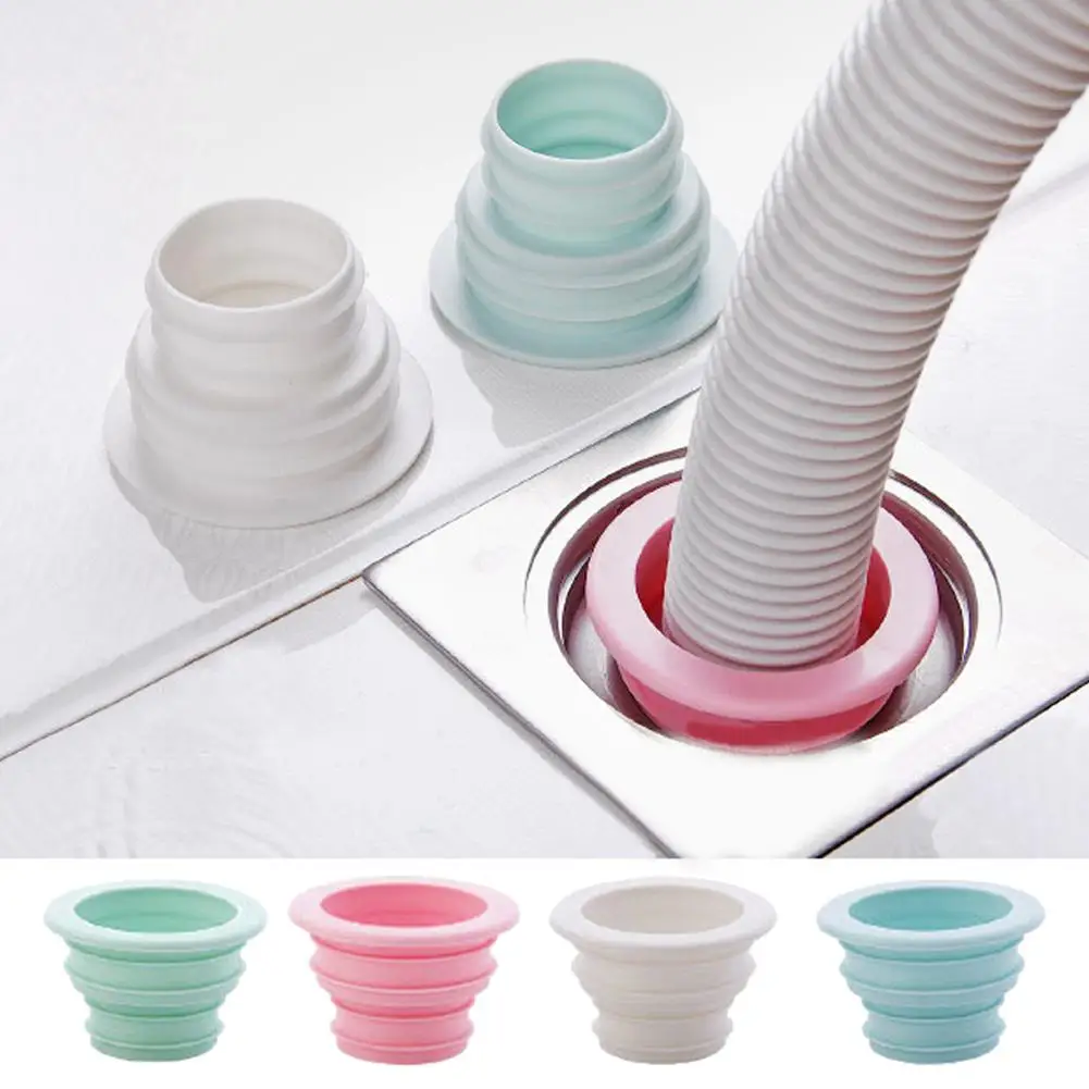 Silicone Sewer Pipe Anti Odor Sealing Plug Washing Machine Drain Pipe Sealer Ring Kitchen Sink Toilet Sewer Stopper Cap