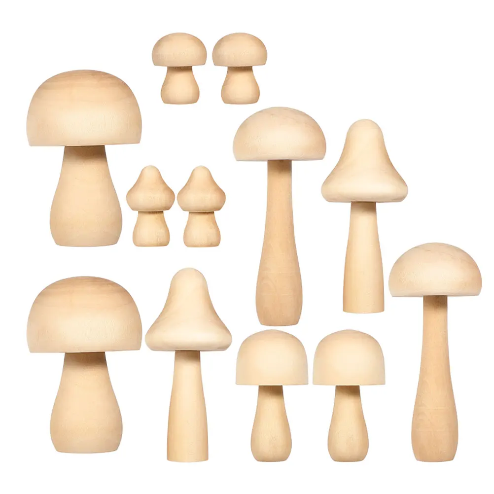 

12 Pcs Wooden Mushroom Ornaments Unfinished Crafts Kids DIY Painting Toy Mini Decorations Blank Wooden Mushrooms Art Supplies