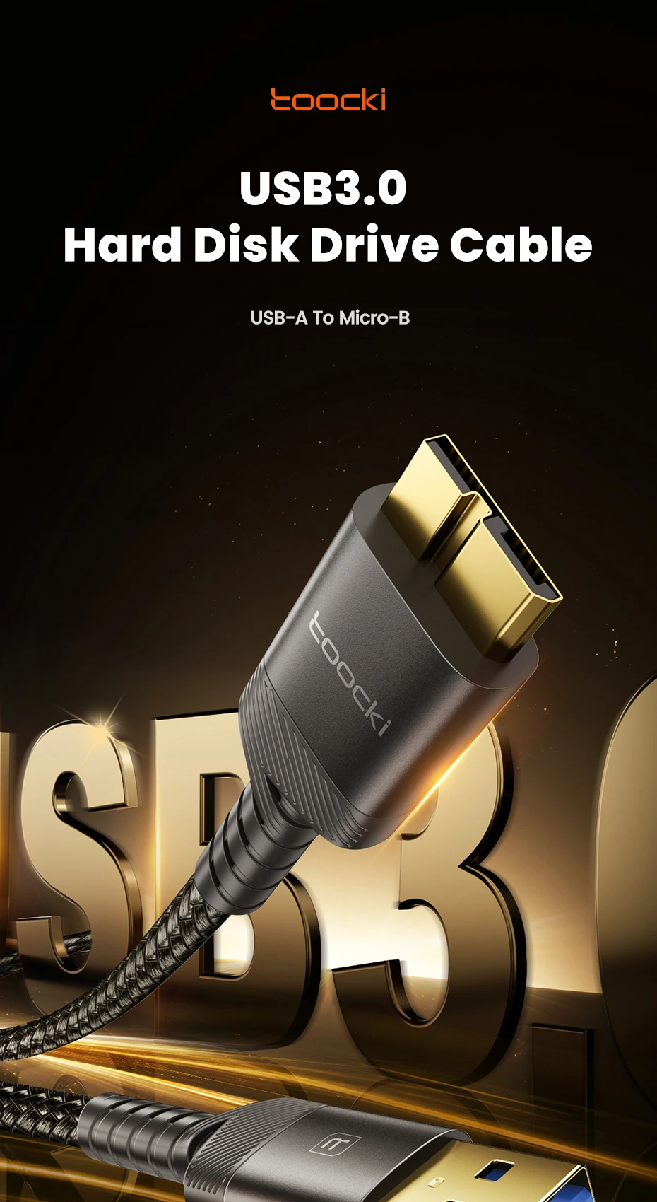 Toocki USB A zu Micro B 3.0 Kabel 4TB Festplatte für Seagate Toshiba WD Externe SSD Sony Kamera Lenovo Kartenleser – Detail 1