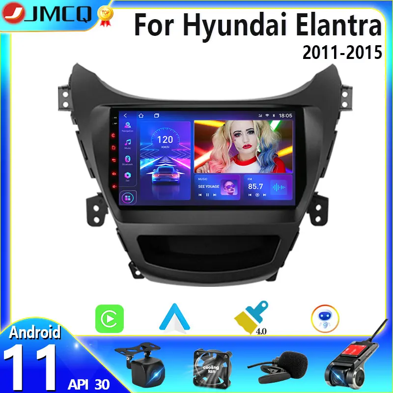 JMCQ Car Radio Android 10 For Hyundai Elantra Avante I35 2011-2016 Multimedia Player 2 din GPS Navigaion dvd Stereo Head unit