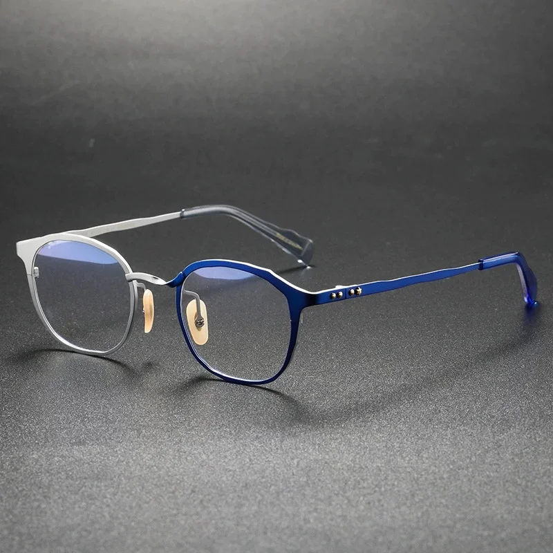 Belight Optical Japan Dissymmetry Design Vintage Round Retro Handmade Pure Titanium Eyeglasses Frame Prescription Lens MM0040