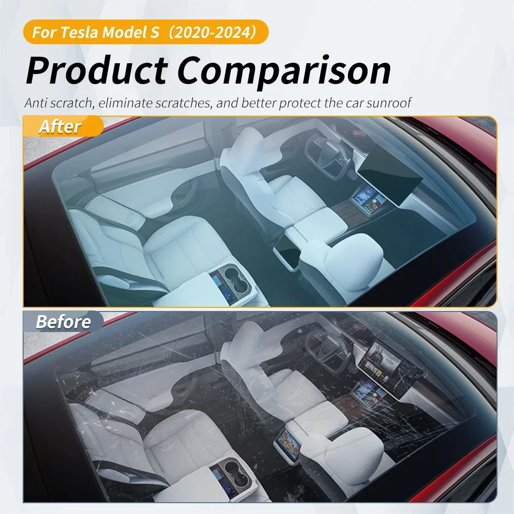

TPU Ice Armor Pre-Cut Sunroof Protection Film for Tesla Model S 2020 2021 2022 2023 2024 Heat Insulation Car PPF Accessories