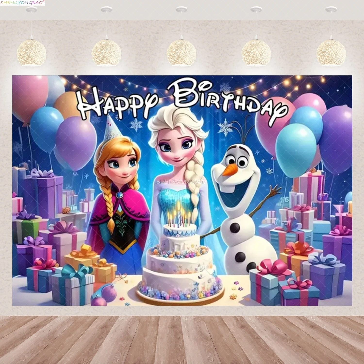 

Disney Anna Elsa Princess Background Happy Birthday Party Kids Girls Baby Shower Wonderland Photography Backdrops FZ-27