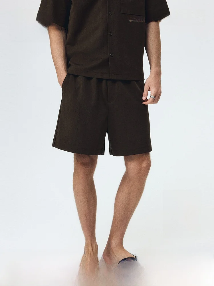 

H&M Men's Casual Style Double-sided Fabric Short Pants Summer 2026 Standard Fit Polyester Nylon Cotton Lyocell Blend Shorts