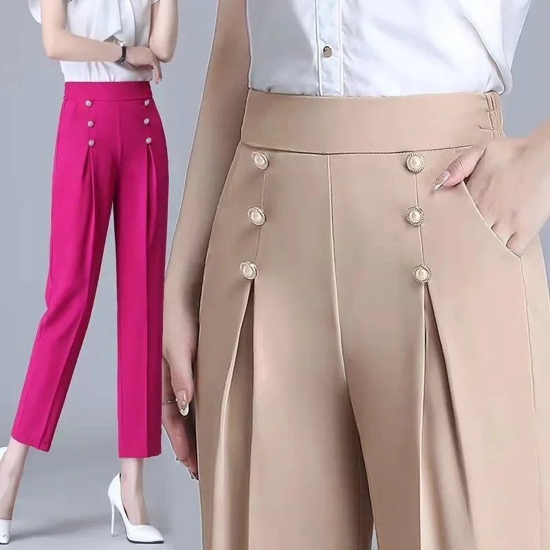 Spring Summer Suit Pants Woman High Waist Casual Pants Office Lady Harem Pants Korean Fashion High Quality Women Trousers