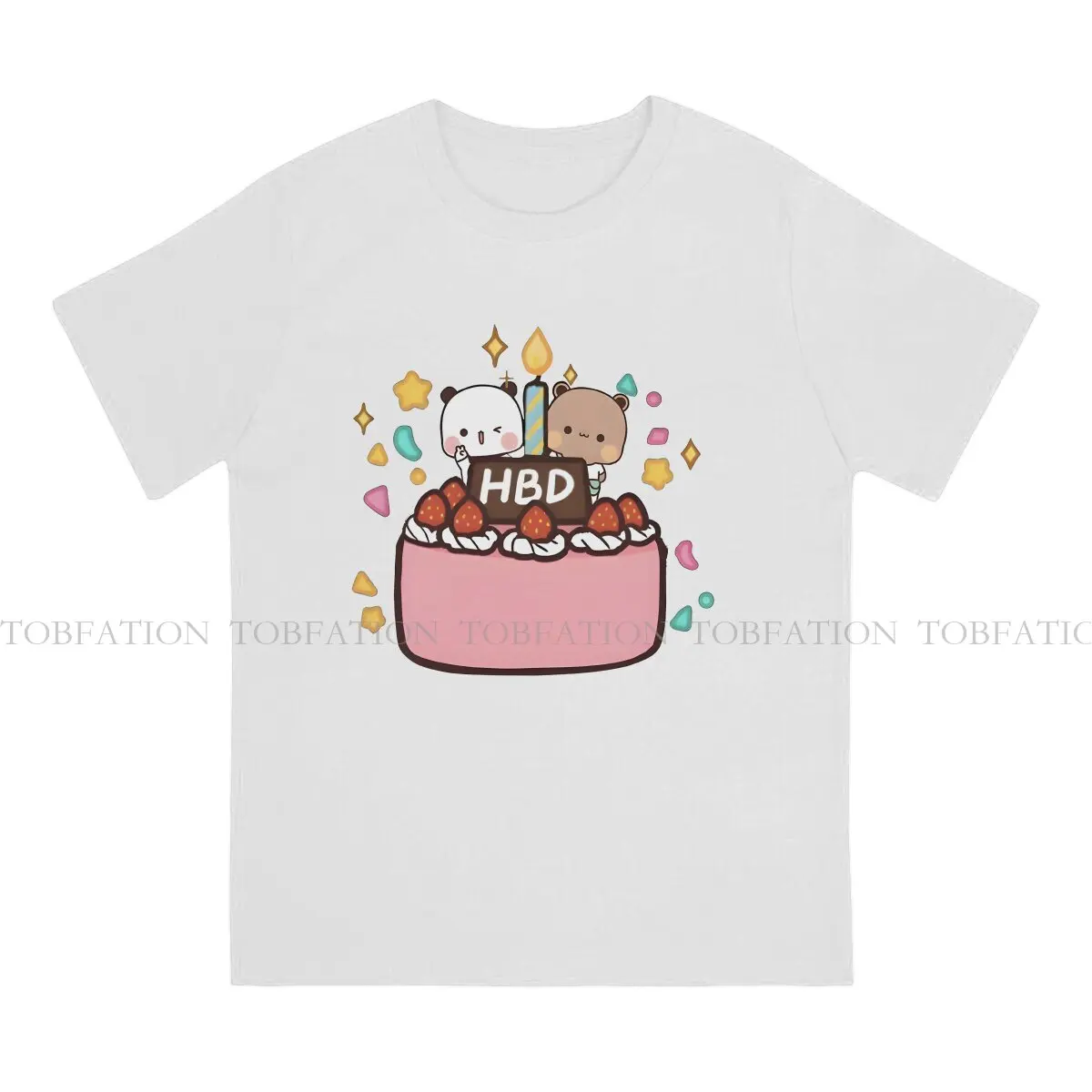 Bubu And Dudu Happy Birthday Cake T Shirt Graphic Men's Tees Summer 100% Cotton Clothing O-Neck TShirt