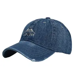 Mountain Range Embroidery Baseball Caps Vintage Washed Distressed Cap Fashion Sports Denim Hats Plain women Men Dad Cap