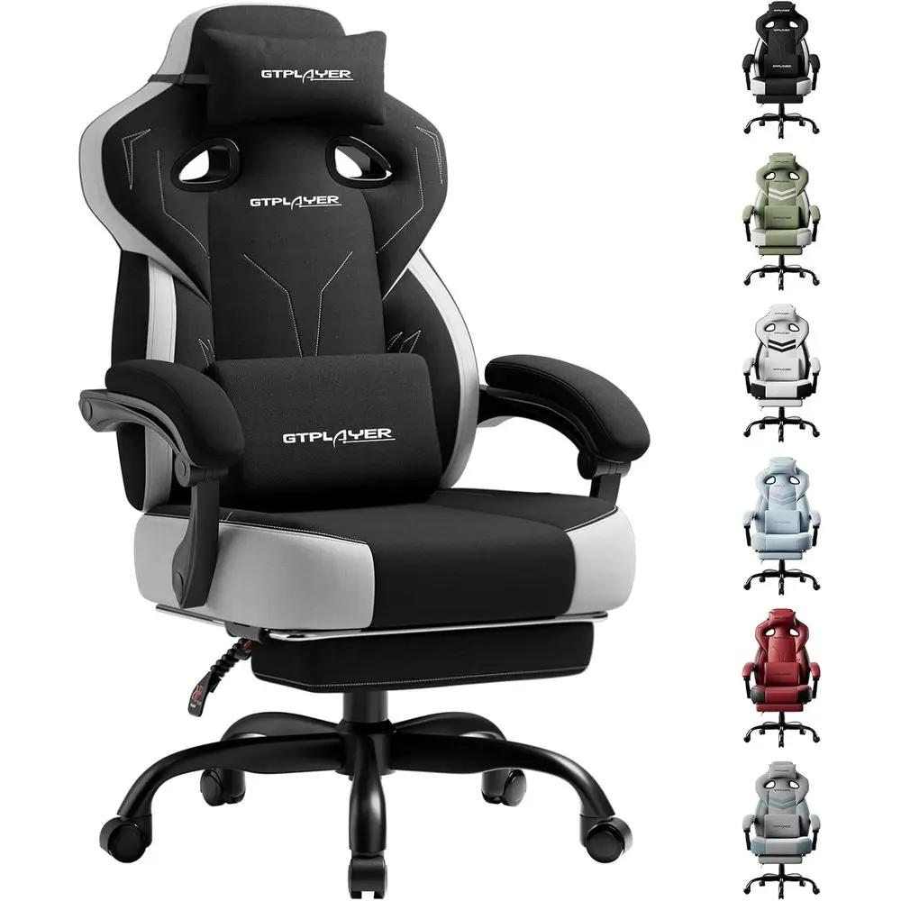 Ergonomic Big and Tall Gaming Chair with Footrest, Lumbar Support, 360° Swivel for Office or Gaming (Black)