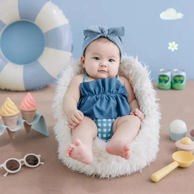 

Baby Swimsuit Sets Newborn Photography Outfits Summer Cute Bow Tie, Swimsuit and Sunglasses for Infant Girls/Boys Photos Props