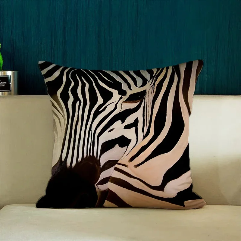 Christmas Supplies Zebra Black White Pillow Covers Decorative Luxury Cushion Cover for Pillow Pillowcase 40x40 Bed Pillowcases