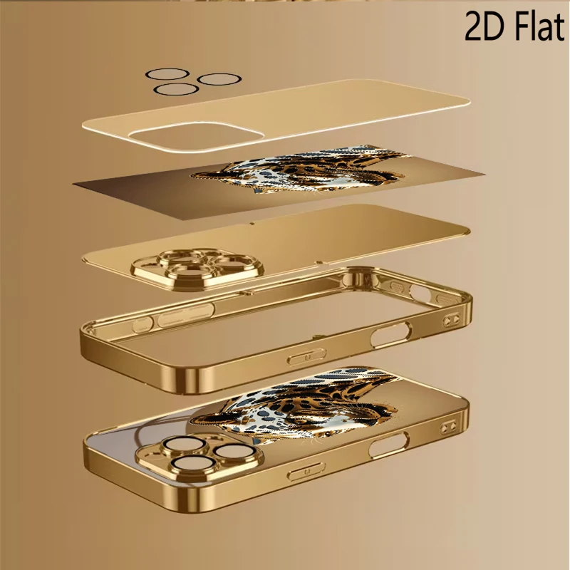 Cheetah print Patterned tempered glass design for iPhone16 17 Pro Max 15 14 13 12 11 ProMax Phone Case Camera Cover Shockproof H view 4