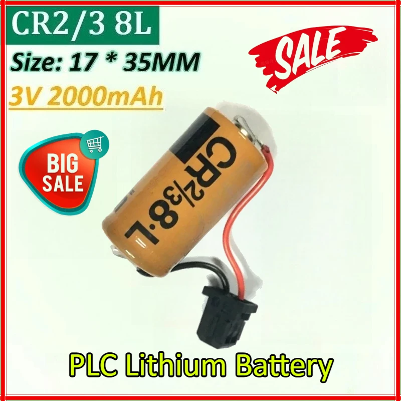

CR2/3 8L 3V 2000mAh High-Capacity Replacement Batteries With Plug PLC Lithium Battery Accessories Size: 17 * 35MM