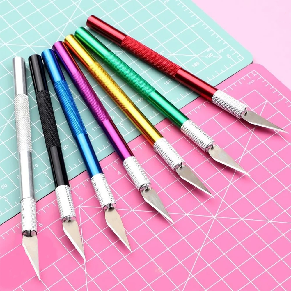 

Engraving Cutter with 5pcs Blade Metal Handle Craft Carving Sculpture Paper Non-Slip Utility Knife DIY Repair Hand Leather Tools