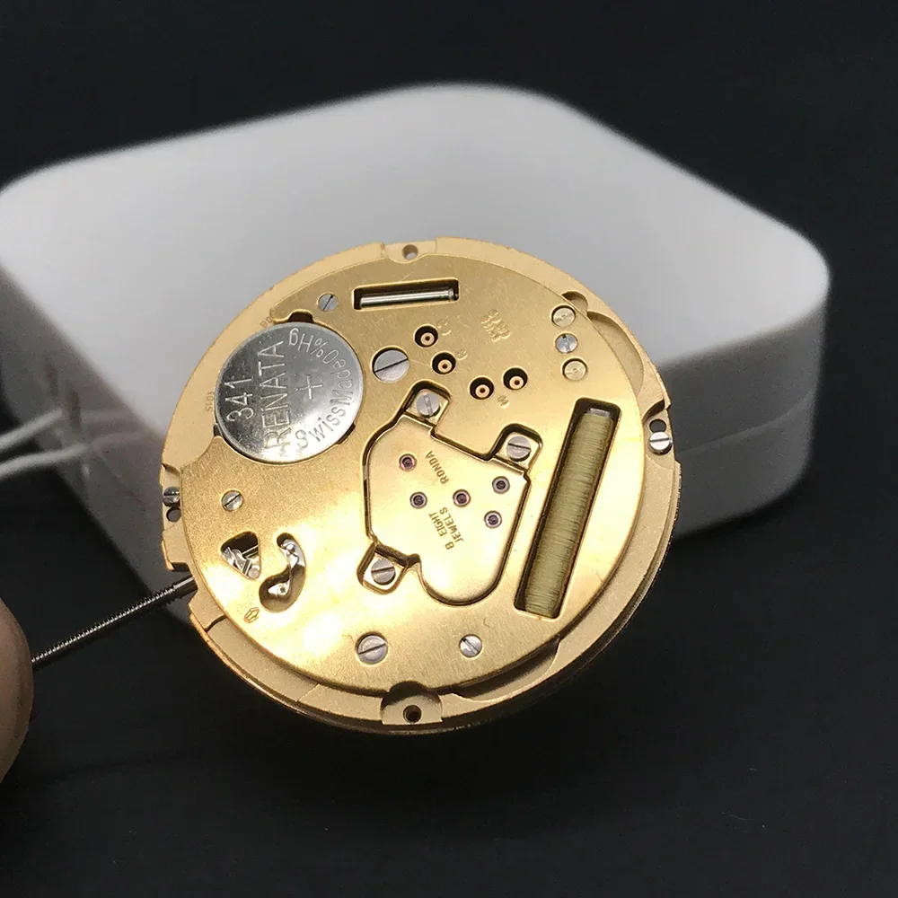 Ronda-movimiento de cuarzo 1015, ocho joyas, EOL dorado R9, piezas de reloj de la mejor marca, reemplazo Acc con batería 341 Reneta