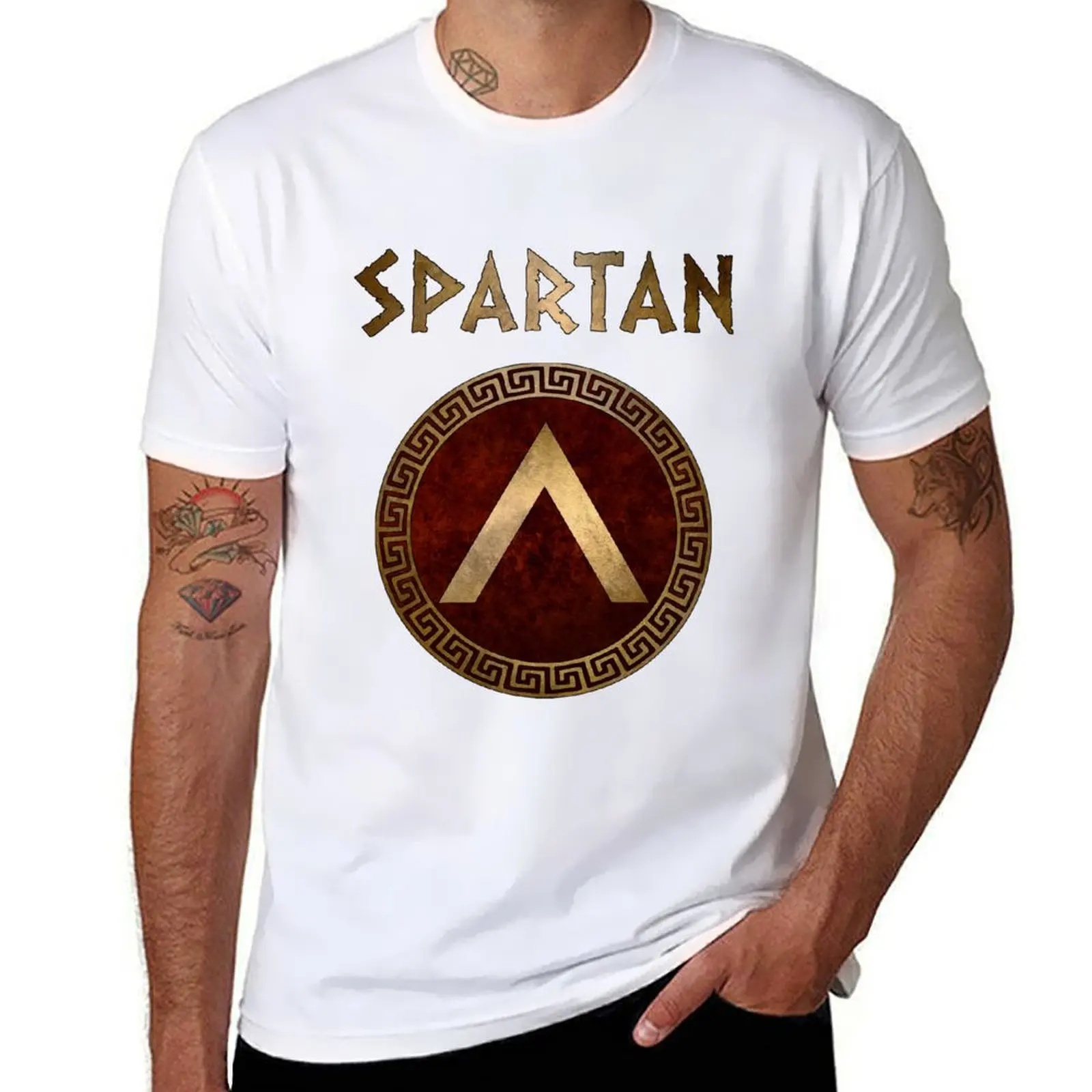 

Spartan Shield Lambda Ancient Lacedaemonian Symbol of Sparta T-Shirt funny t shirts man man t shirt heavy cotton T-shirt