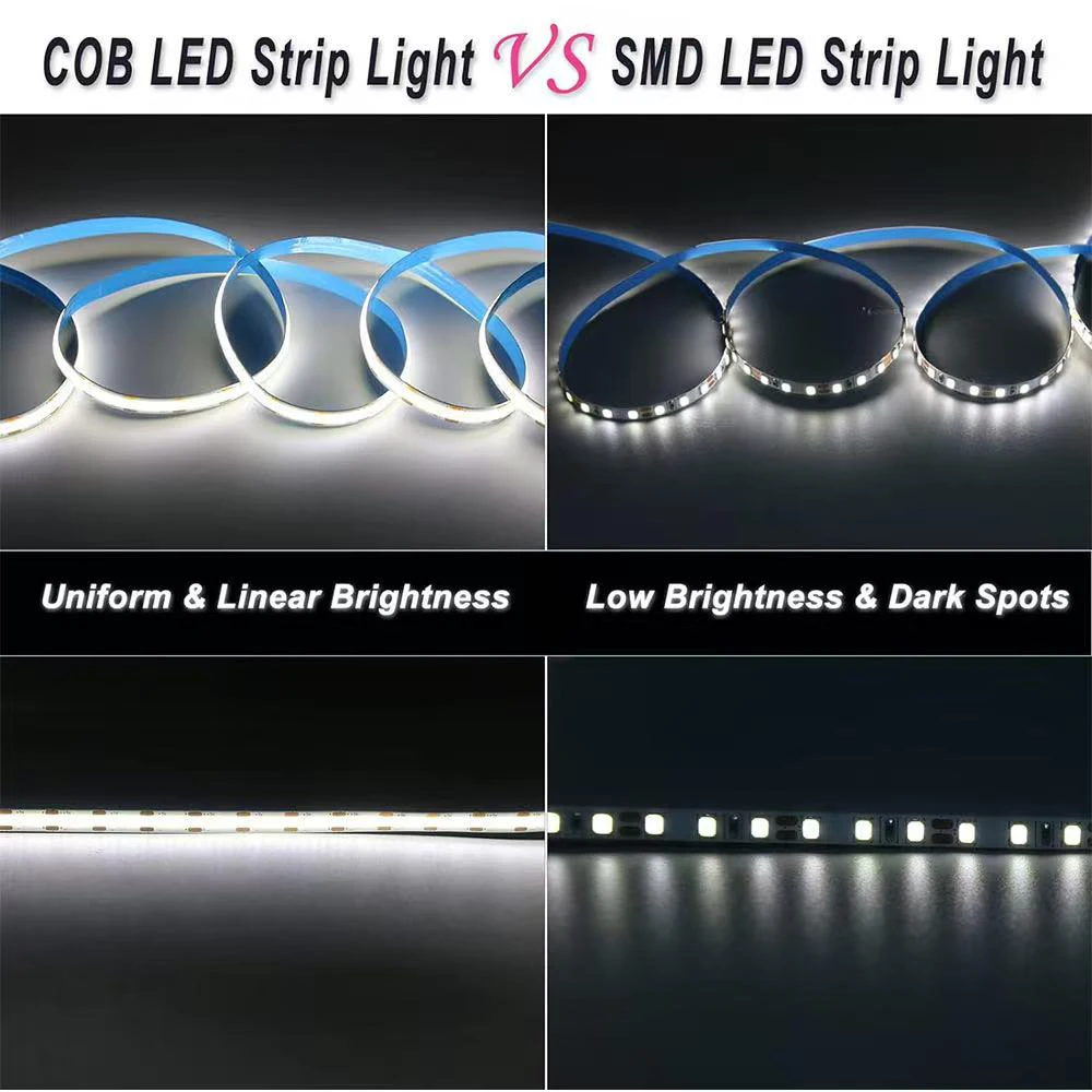 1-5M USB LED Strip Light 5V 320LEDs/M COB Touch Sensor Dimmable Lamp Tape DIY Mirror Backlight TV Kitchen Room Night Lighting