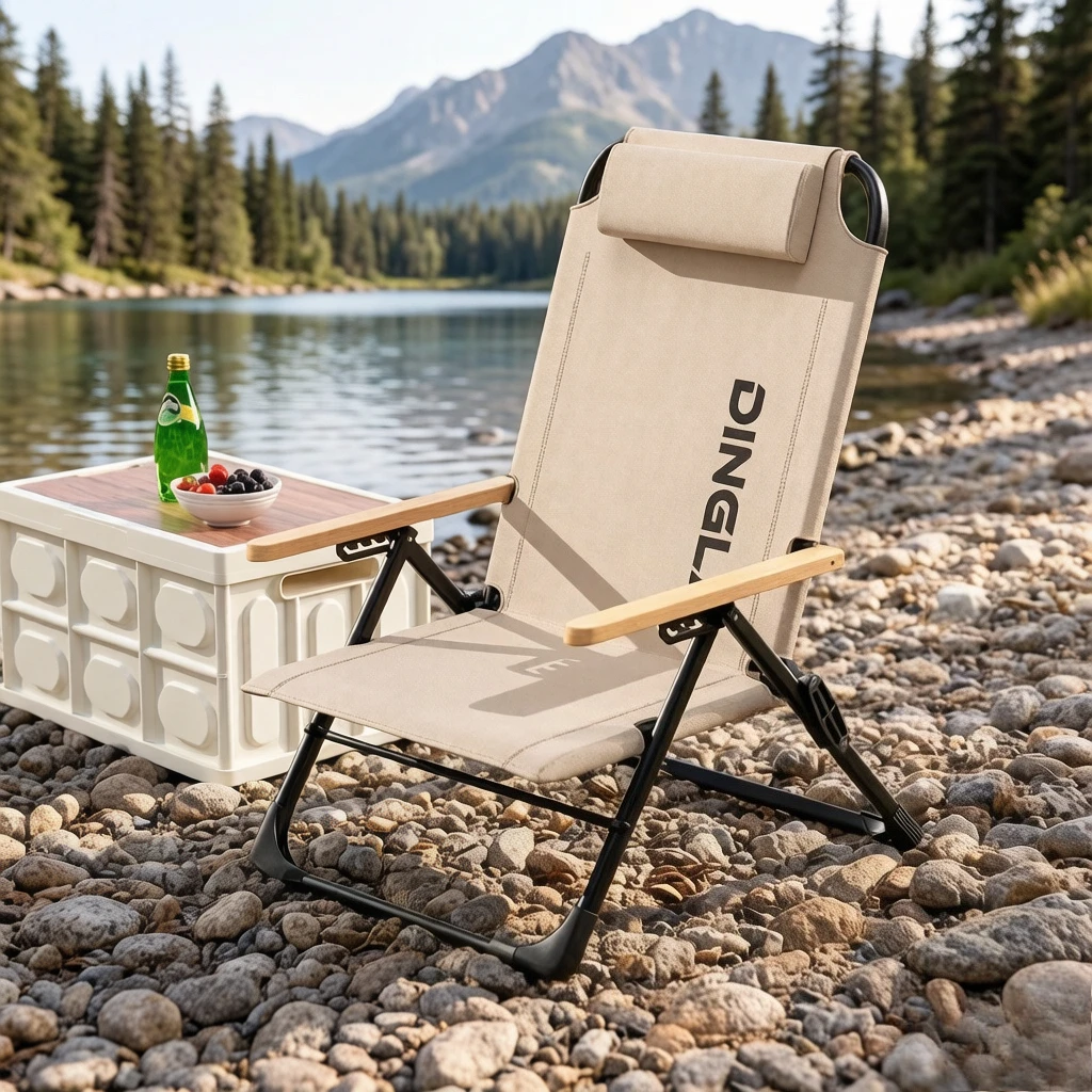 Adjustable Reclining Camping Chair High Back Folding Outdoor Chair with Detachable Portable Fishing Beach Picnic Lounge Chair