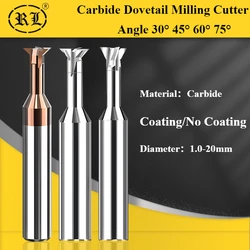 RL Dovetail Milling Cutter 60° 45° 30° 75° Tungsten Steel Machining Tools 8.0 Processing Metal Aluminum Wood Stainless 1.0-20mm