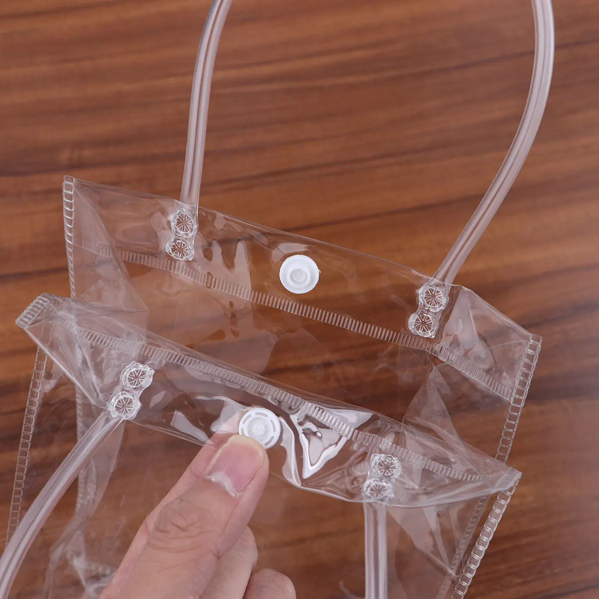 

1PC Ice Bag Transparent PVC Tote Gift Candy Shopping Bag Handle Square Bottom Reusable Portable Multiple Use