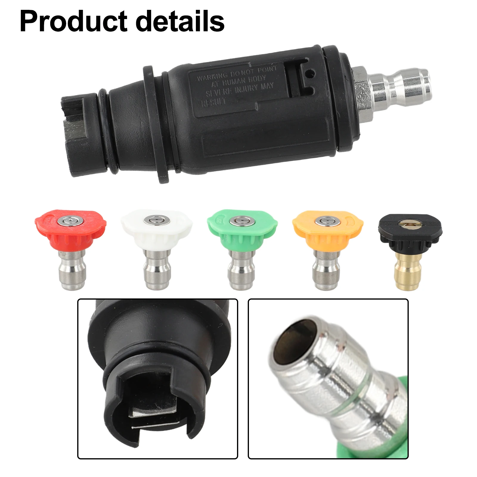 

Multi-Spray Tips Adjustable Pressure Washer Variable Spray Angle Effortless Cleaning Process Variable Spray Pattern Nozzle