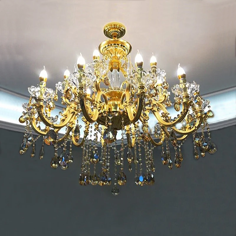 

Gold Chandeliers Classic LED High Quality Crystal Ceiling Lamps Living Room Fixtures Modern Zinc Alloy Lighting For Bedrooms