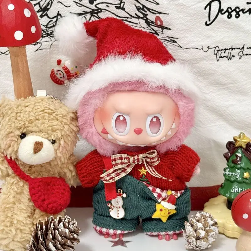 Suitable For 17cm Labubu Doll Clothes Christmas Set V1v2v3 Cotton Doll Clothes Christmas Winter Doll Accessories Holiday Gifts