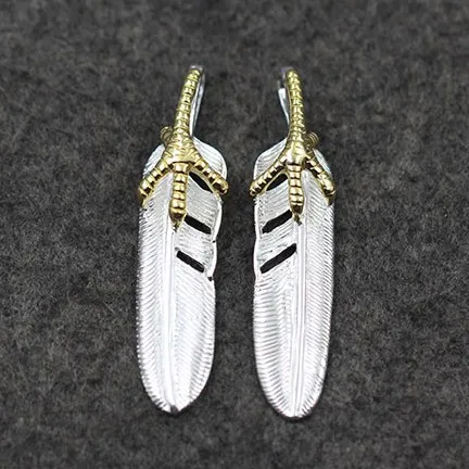 

Japanese trendy brand pure silver eagle feather necklace Pi Shuai Couple Pendant Sweater Chain Pendant