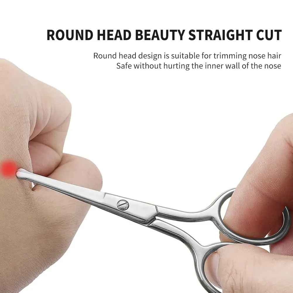 Nose Hair Scissors Safety Rounded Tip Small Scissors Stainless Steel Nose Trimmer for Eyebrow Nose Hair Beard Ear Hair