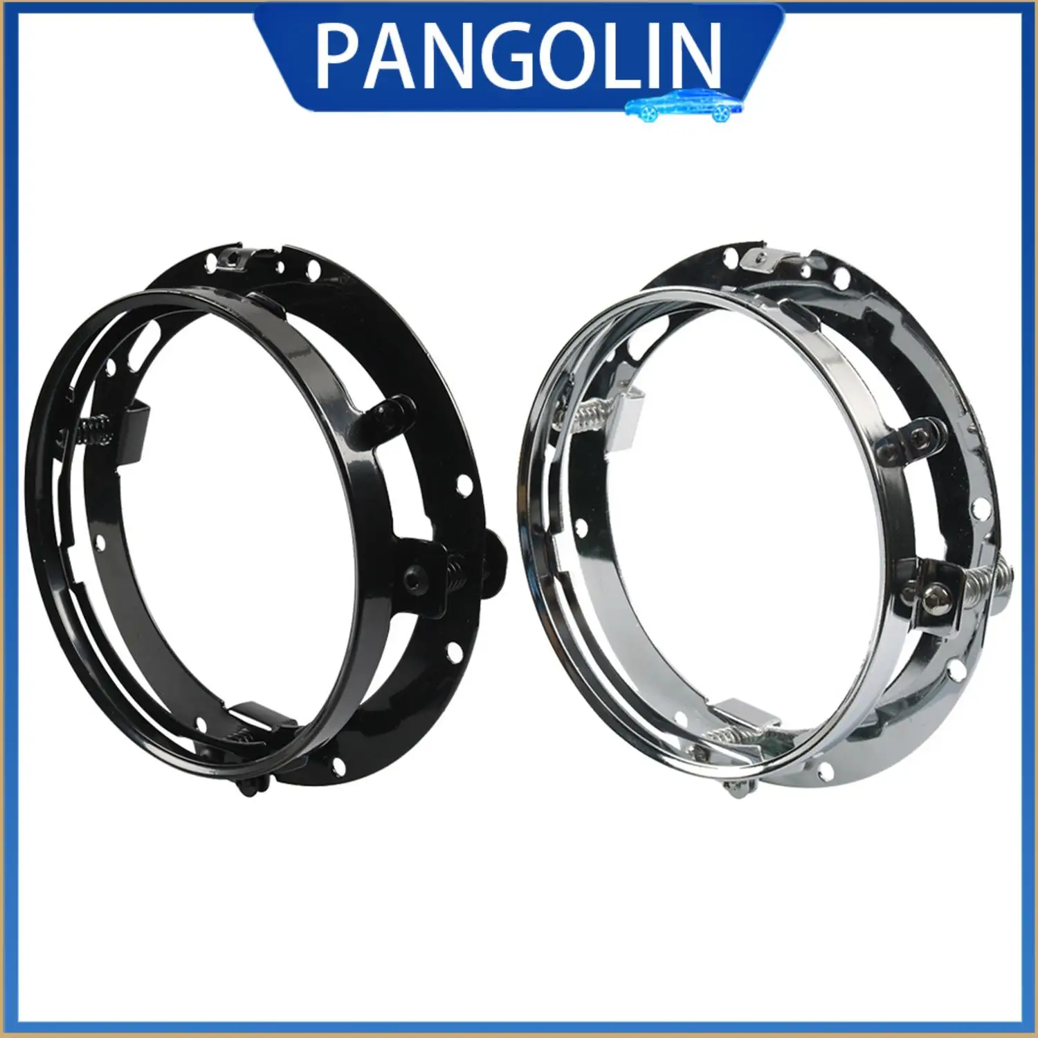 

PANGOLIN For Jeep VW 2pcs 7 Inch Circular Headlight Brackets Universal Silver Chrome or Black Heavy Duty Anti Vibration
