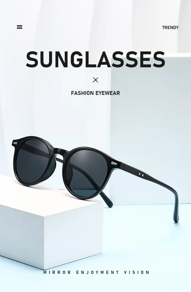 Neue Vintage Runde Sonnenbrille für Damen und Herren Marken-Kreisförmige Sonnenbrillen Ovale Brillen für Männer und Frauen – Detail 1