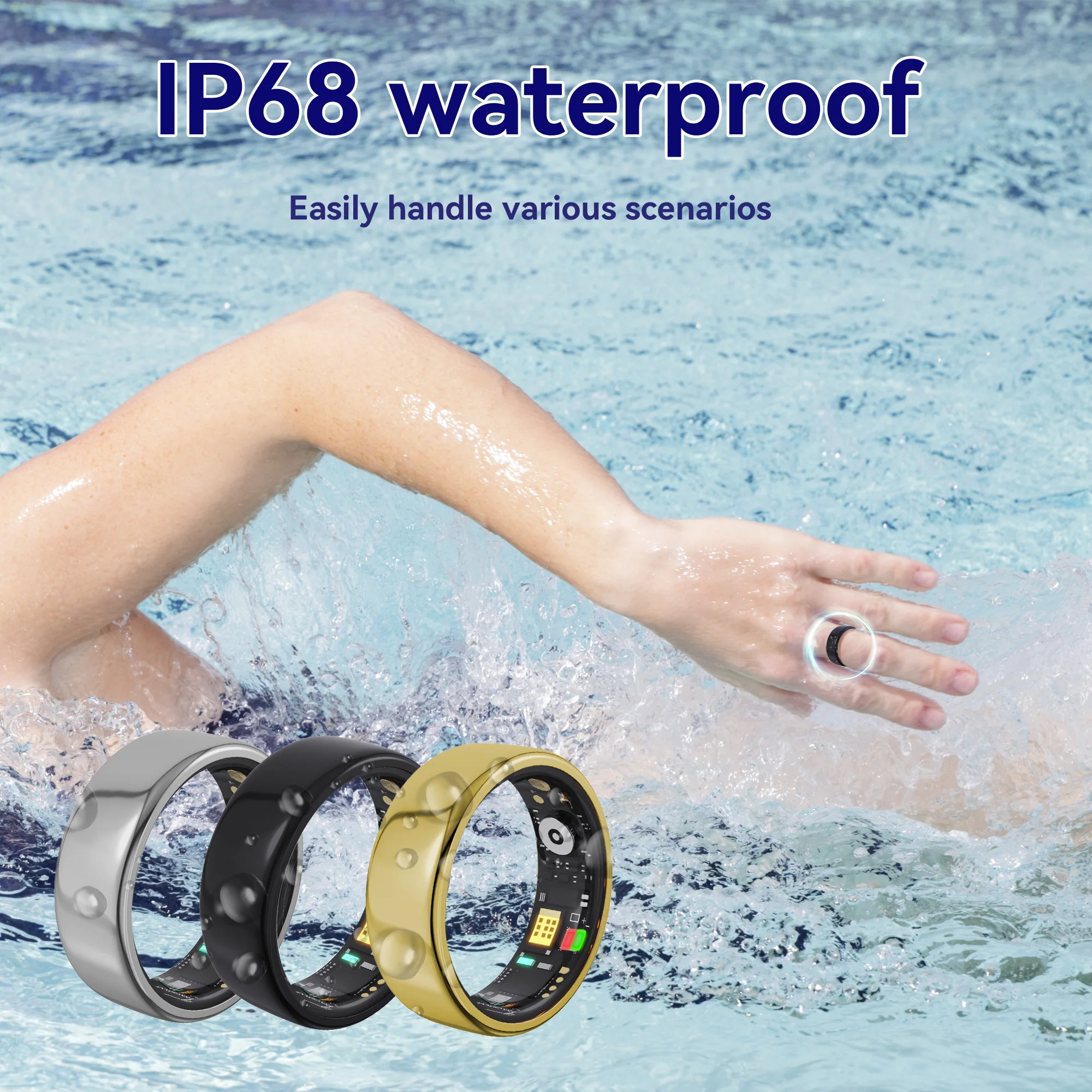 Новое здоровое умное кольцо с несколькими спортивными режимами IP68, водонепроницаемое мониторинг сердечного ритма сна, время ожидания, 7-дневный подарок для мужчин и женщин