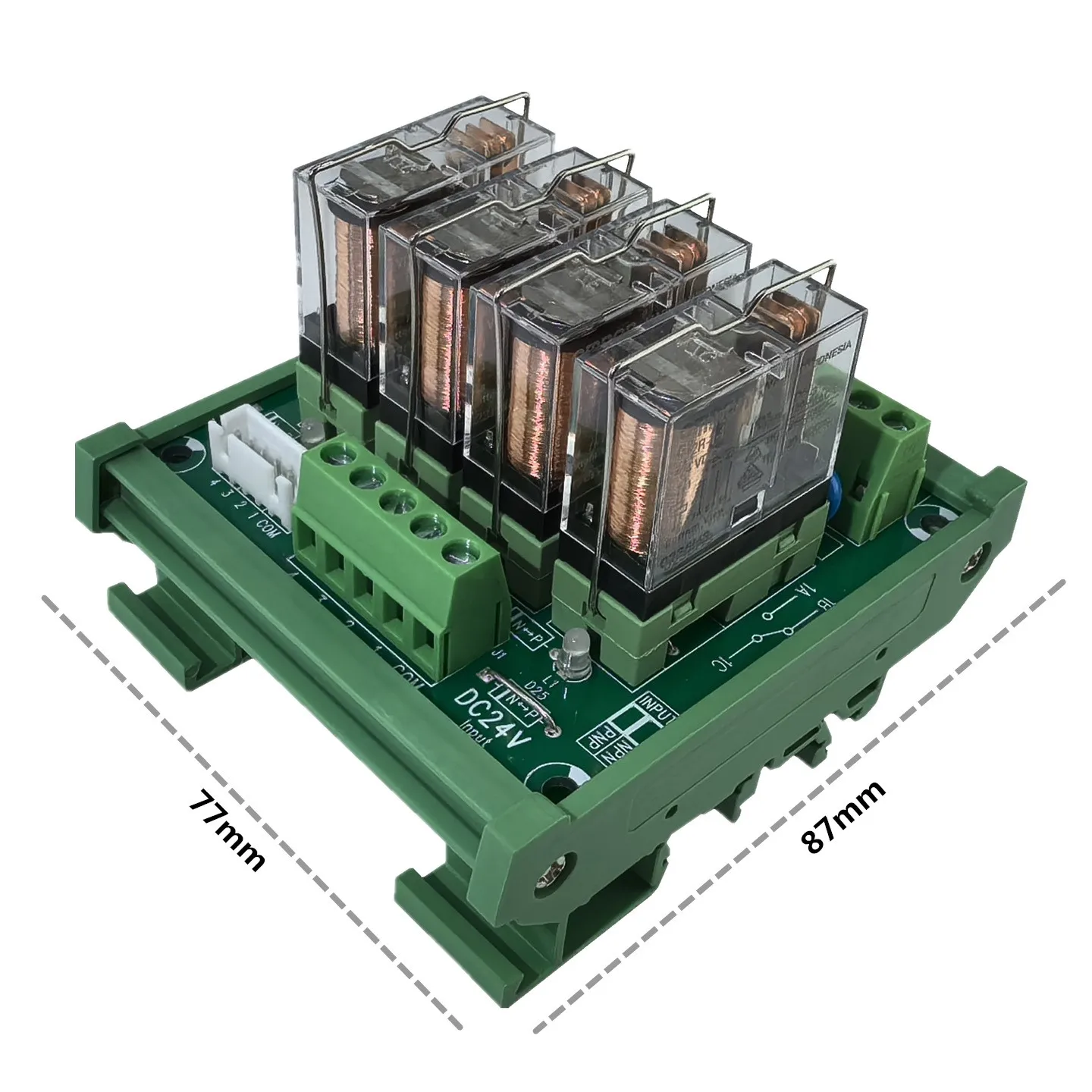4 Channel Relay DC24V 16A NPN PNP Input DIN Rail Mount For PLC Industrial Control System Automation Accessories view 4