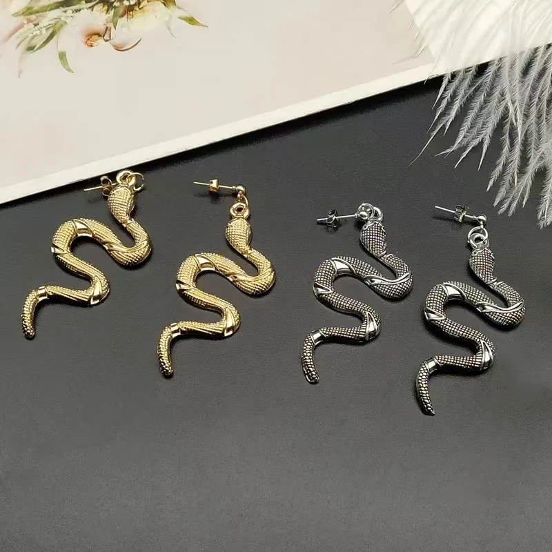 Punk Long Snake Earrings Silver Gold Color Personality Drop Earings For Women Vintage Animal Female Fashion Jewelry Wholesale