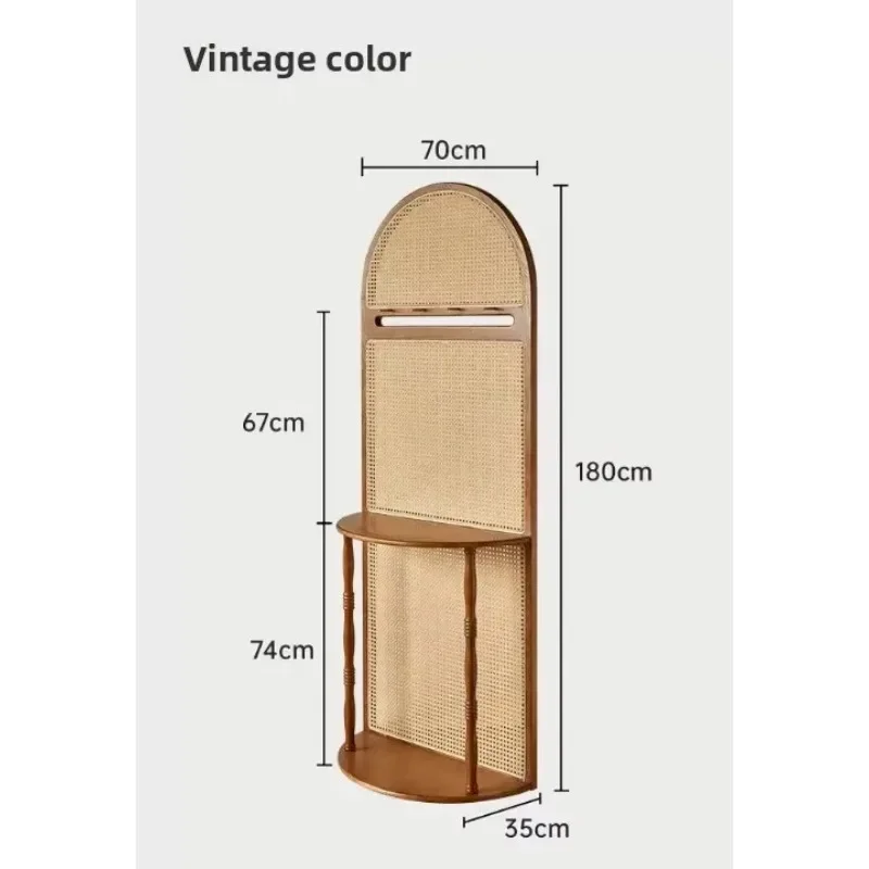 French retro solid wood rattan screen partition living room entry door blocking entrance cabinet modern simple shelf