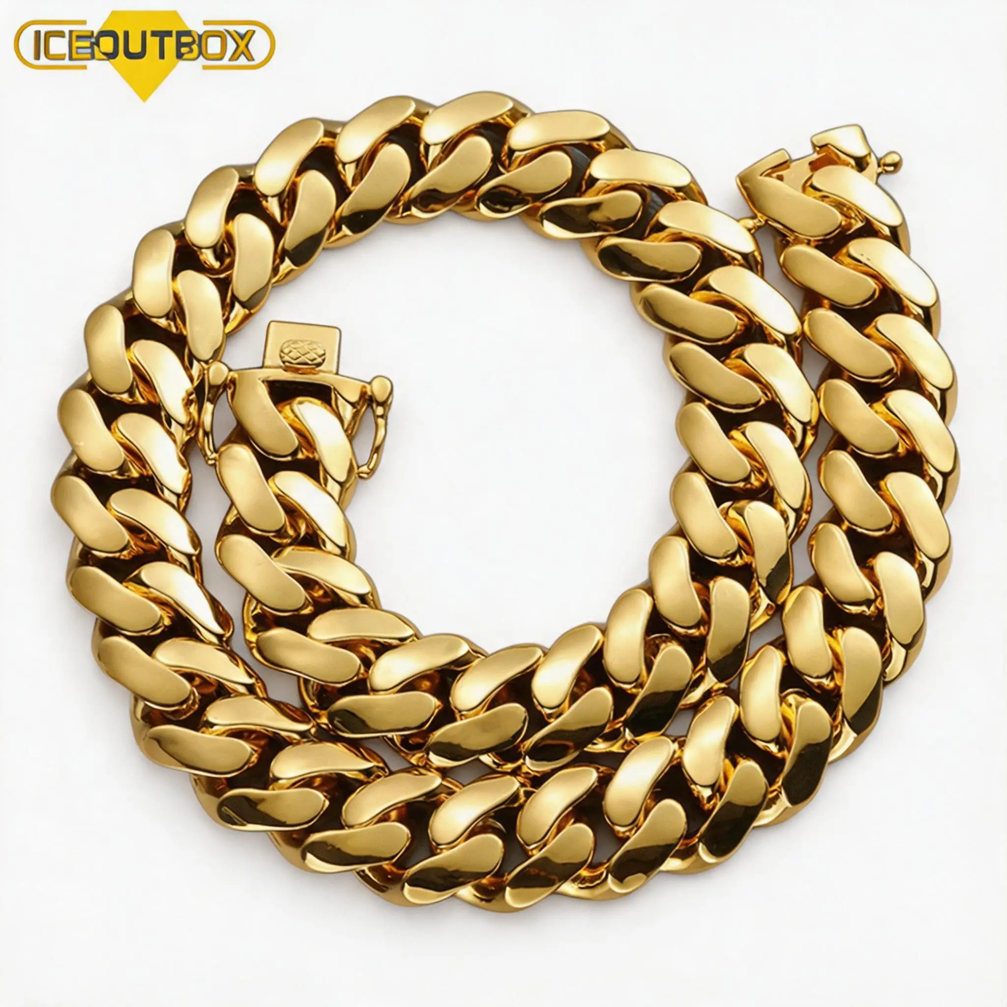 

20MM Heavy Hip Hop Cuban Link Chain Necklace, 18K Real Gold Plated Luxury Solid Miami Chain for Men Wholesale