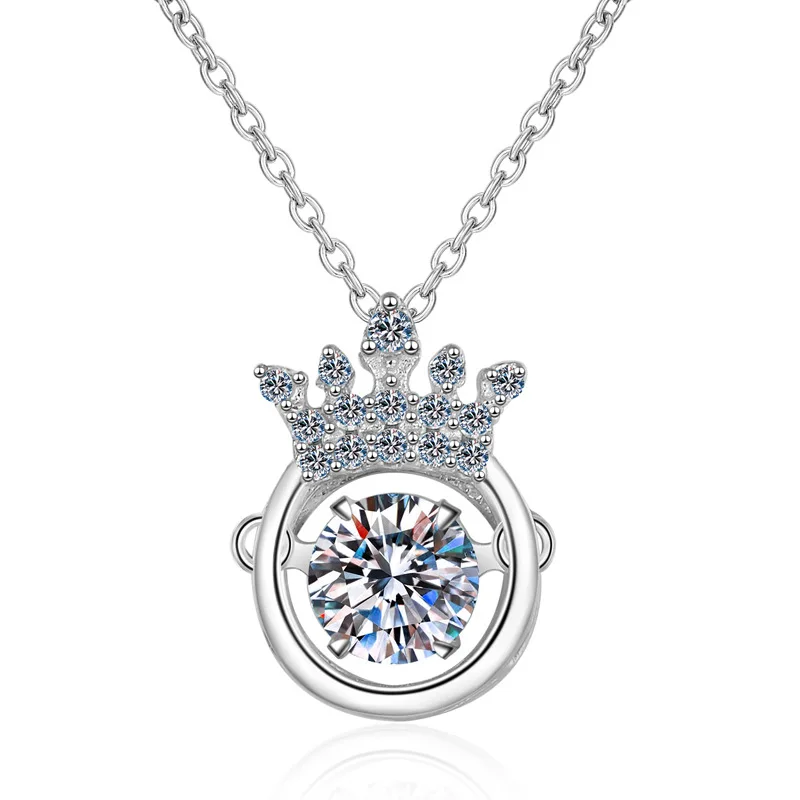 Brilliant Crown Smart Necklace 0.5ct Women Moissanite PT950 Platinum Sparkling Fire Noble and Eye Catching