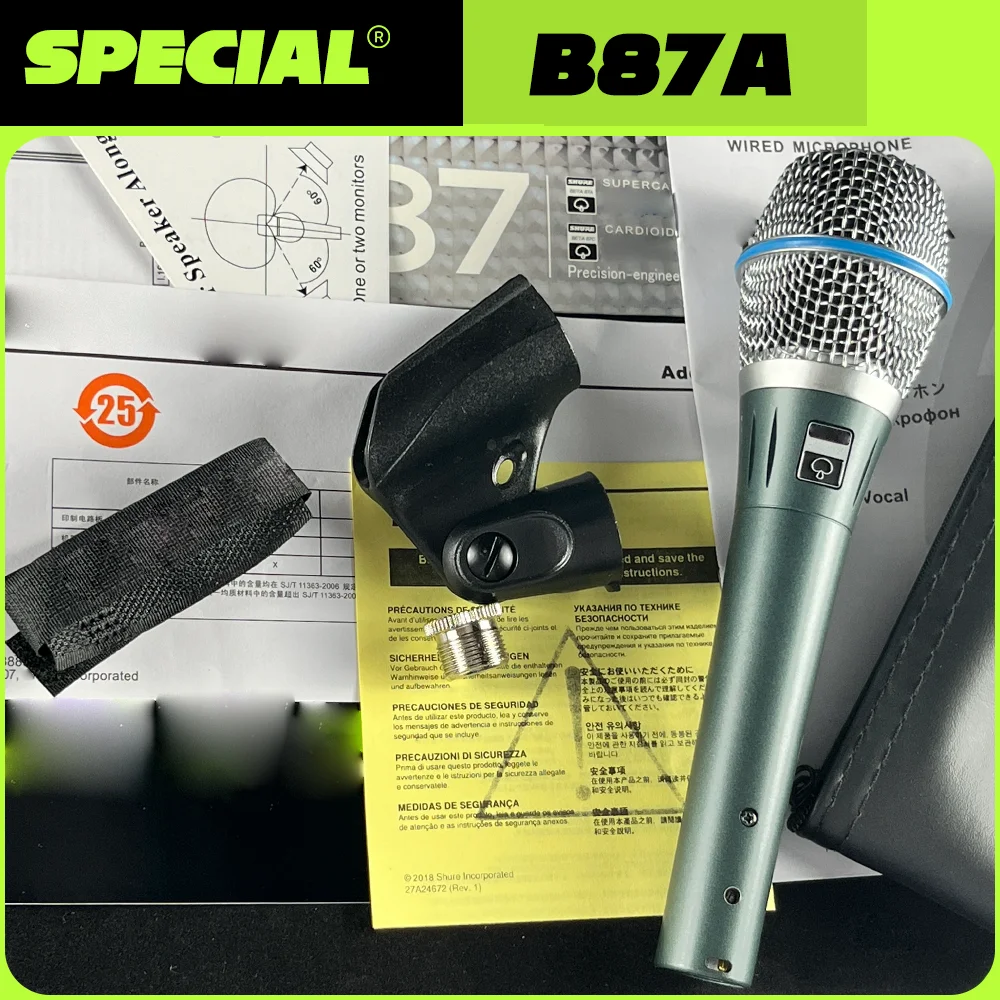 B87A High Quality Handheld Vocal Dynamic Super Cardioid Condenser Unidirectional Microphone Wired Vocal Mic