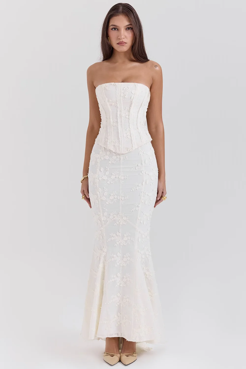 Fangokv Women's Sexy No Sleeve Fish Tail Tank Maxi Dress - Backless Mermaid Gown, Lace Jacquard, Ruched, Party Evening Wear