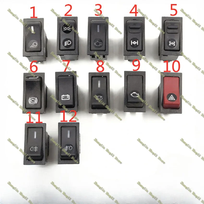 336 380 Cab Instrument Panel Rocker Switch Shift Switch for Sinotruk Howo Horn Axle Difference Light Crisis Alarm Fog Lamp