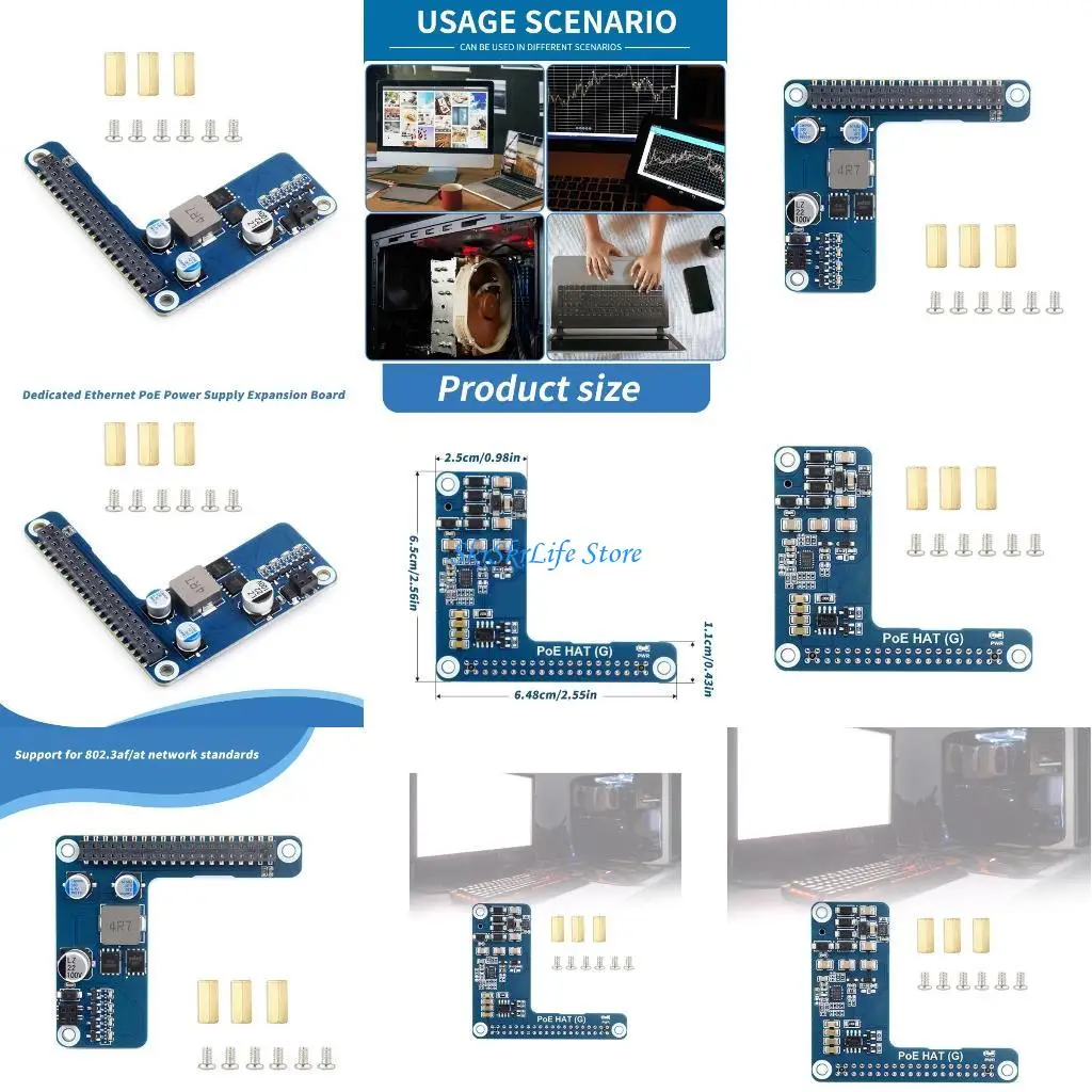 

E65E Power Over Ethernet HAT for RPi 5 IEEE 802.3af/at Networking Standard 40PIN GPIO Expansion Board for Data Processing