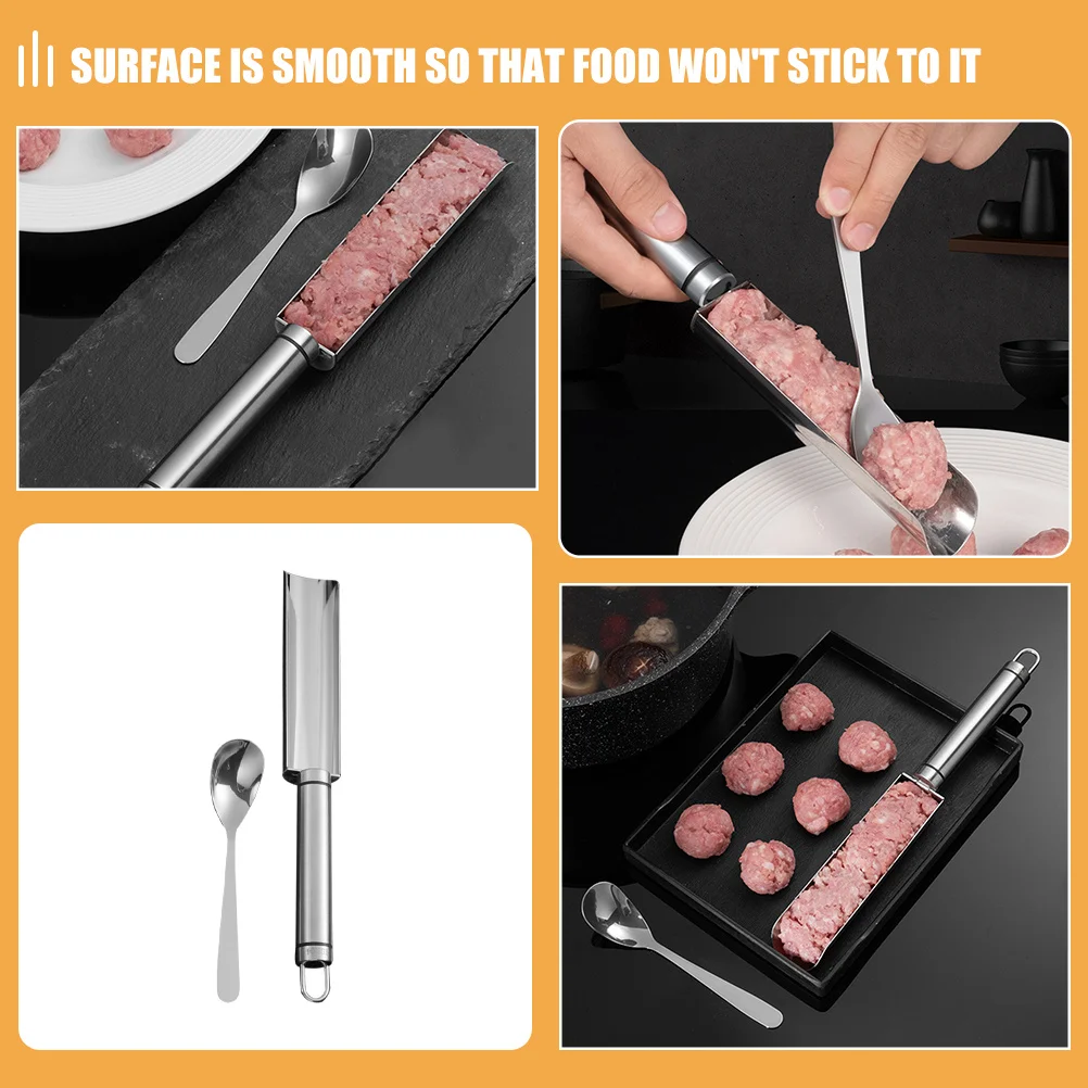 

1Set Meatball Making Tool with Spoon Reusable Metal Baller for Shrimp Fish Rice Cake Tofu Balls Hot Pot Restaurant Home Cooking