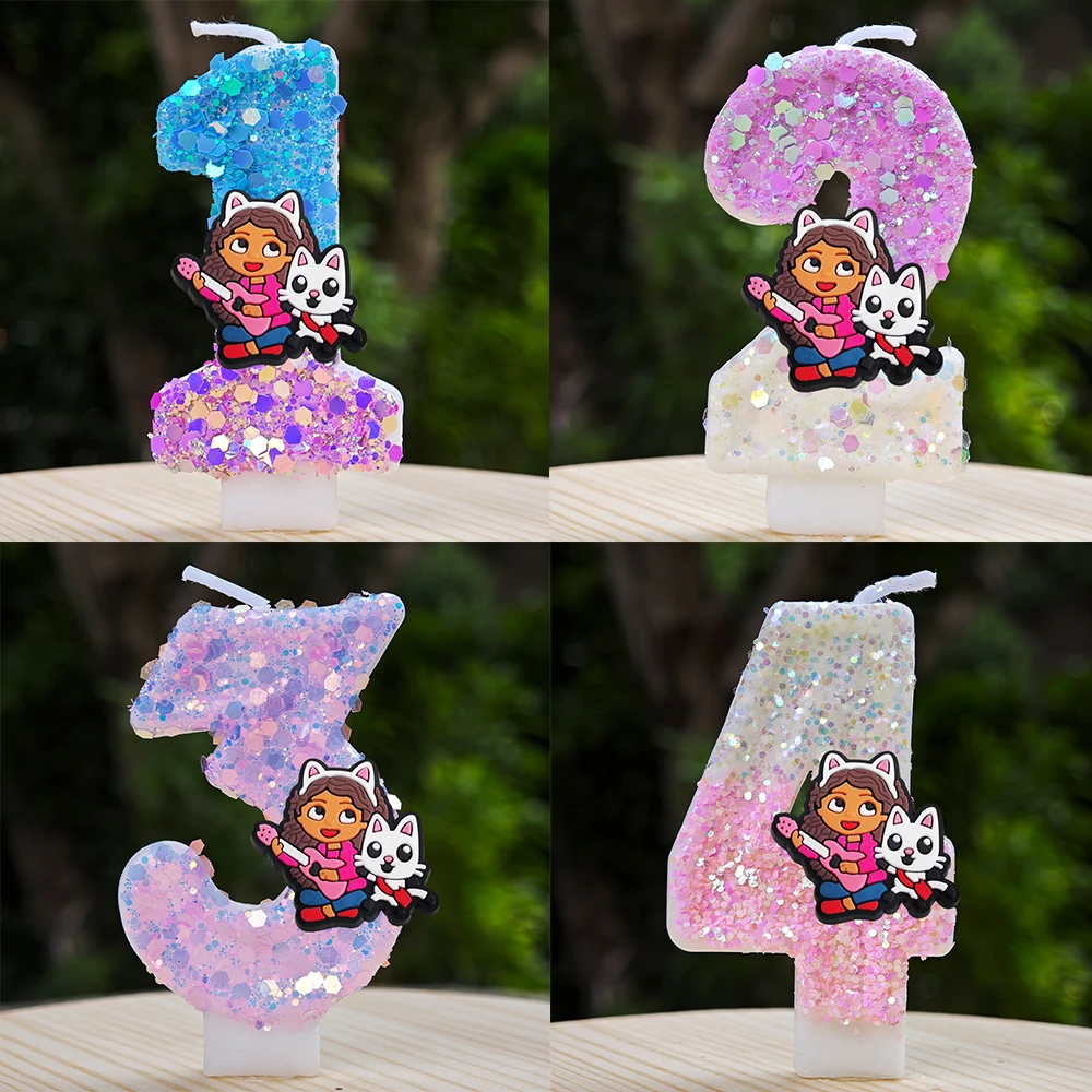 Cute Gabbys Dollhouse Candle Number Children's Birthday Party Birthday Cake Decoration Baby Shower Party Gifts Supplies