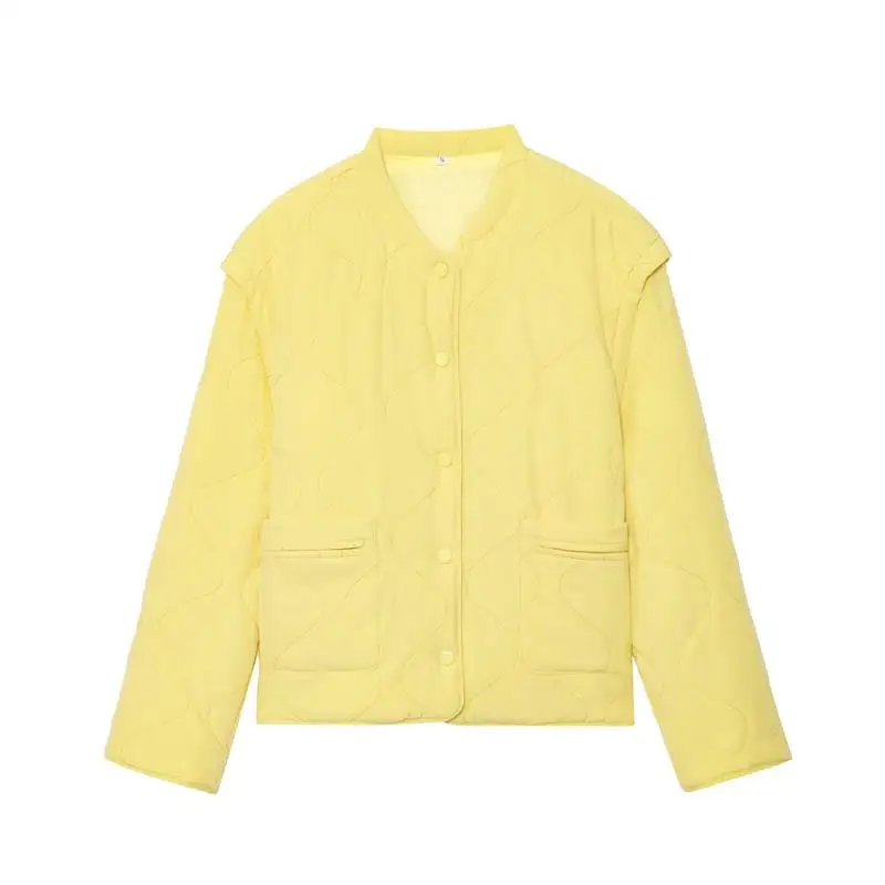 Dames Winter Katoen Jaet rond Ne Long Sve Patchwork Diamond id Jas Fem Bovenkleding K526089F Faionable Casual