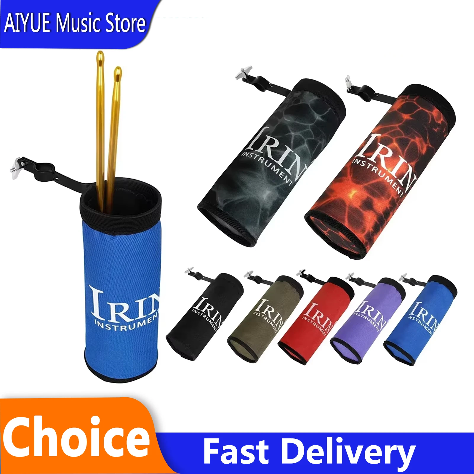 IRIN Drumstick Cylinder With Support Bracket Colorful Oxford Cloth Drumstick Bucket Percussion Musical Instruments Accessories