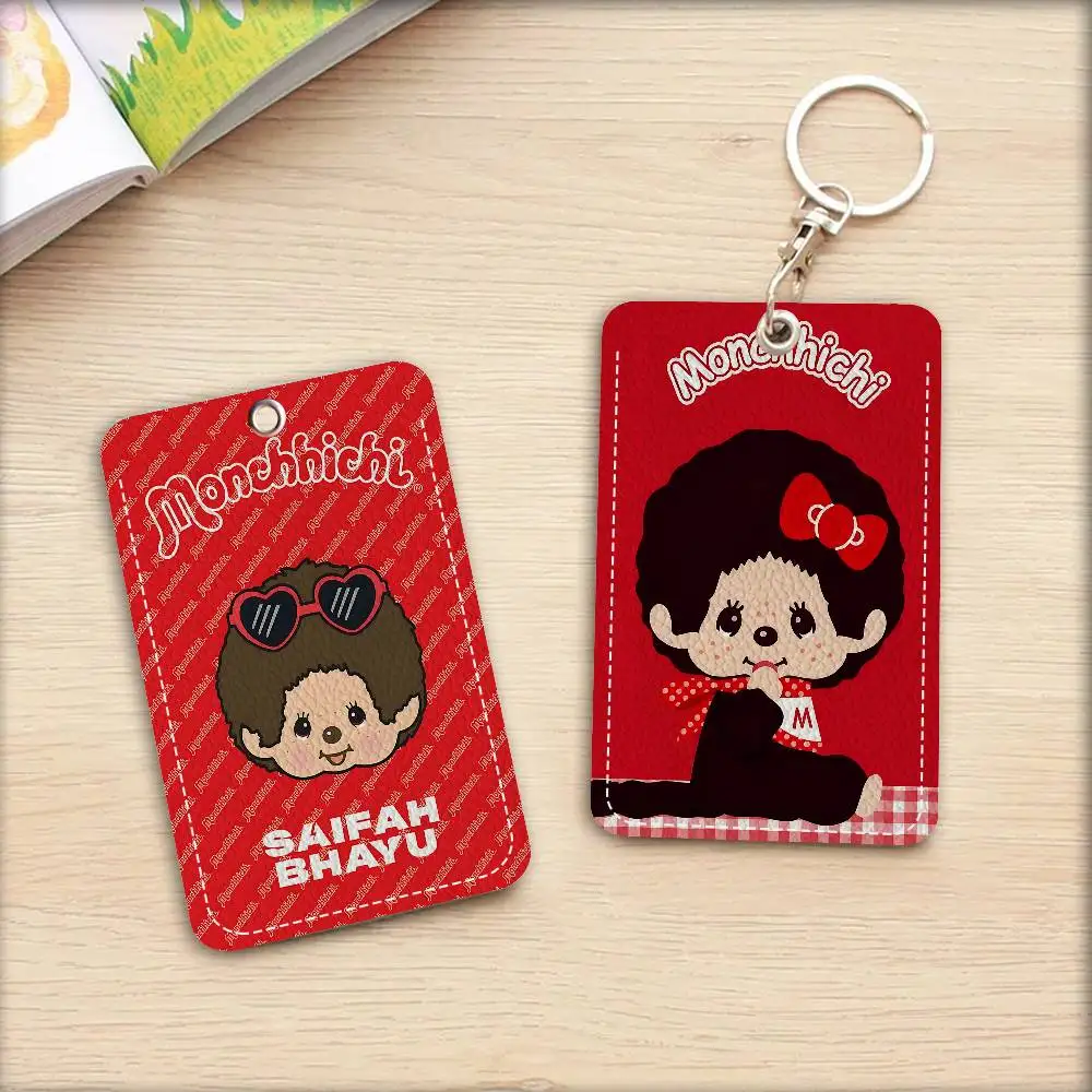Cartoon M-Monchhichis Badge Holder Keychain for Bank Business Work Card Holder Student Card Protective Case Bus Card