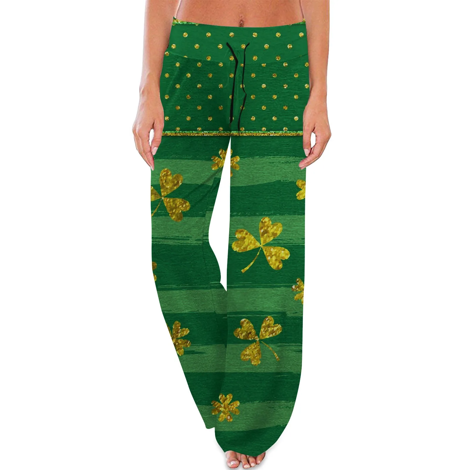 

Ladies Green Clovers Casual Elasticated Waist Leggings Sweatpants Casual St Patrick'S Print Pants Irish Carnival Fitness Pant