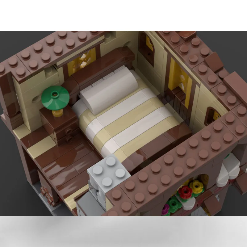 Ensemble de blocs de construction MOC avec des modèles de petites maisons dans le village d'hiver, un ensemble de jouets d'assemblage créatif, un cadeau de vacances, Noël